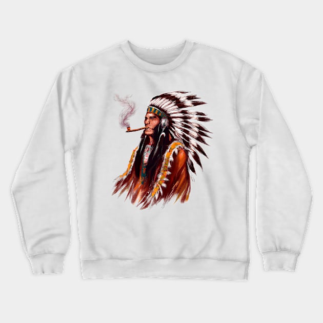 Native American Indian Chief Crewneck Sweatshirt by AngelsWhisper